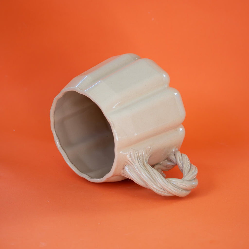 Large pumpkin mug: handmade stoneware cup for coffee, tea and iced drinks