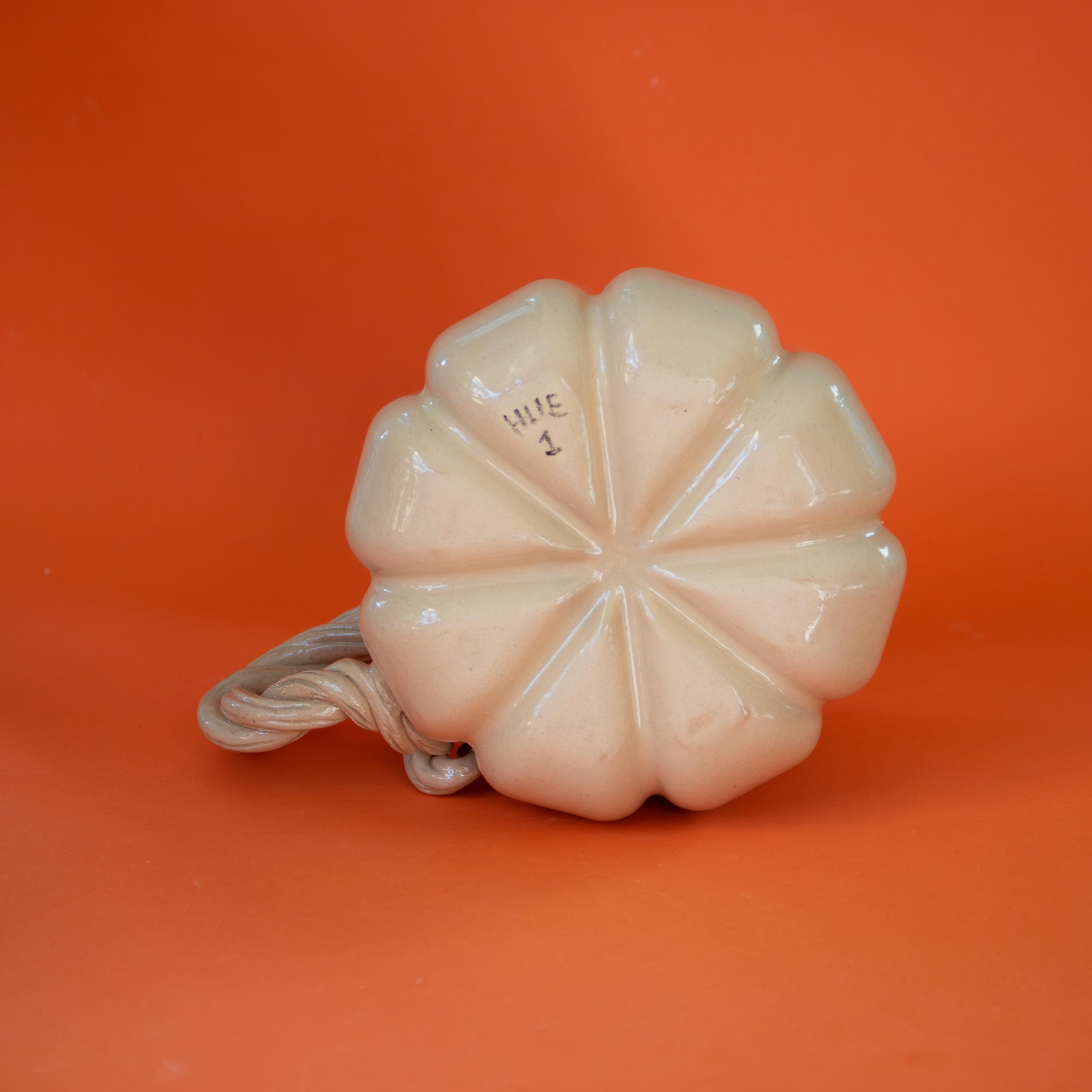 Large pumpkin mug: handmade stoneware cup for coffee, tea and iced drinks