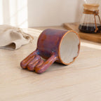 Lavender plum variegated porcelain mug with squiggle handle by HUE Atelier – photo 7