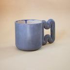Satin indigo coffee mug with glossy clear interior