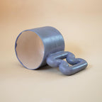 Matte indigo blue porcelain mug with funky handle by HUE Atelier – photo 7