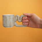 Natural stone speckled porcelain mug with funky handle by HUE Atelier – photo 10