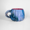 One-of-a-kind ocean blue pumpkin stoneware mug by HUE Atelier