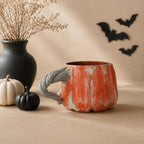 Ribbed rustic orange pumpkin cup