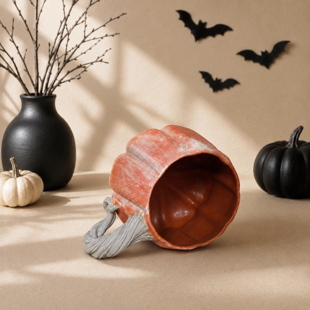 Orange pumpkin mug for Thanksgiving décor