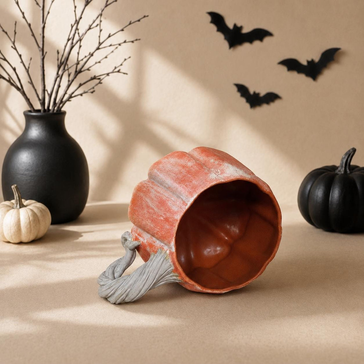 Orange pumpkin mug for Thanksgiving décor