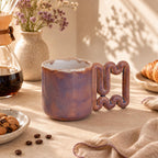 Rich purple coffee mug with tonal glaze variation