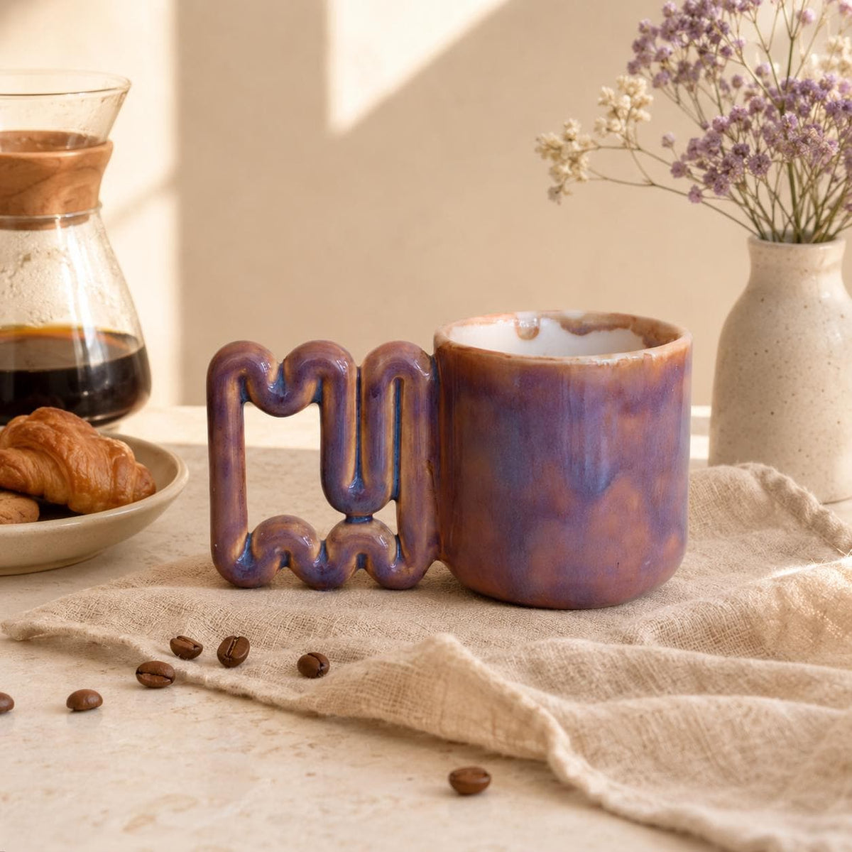 Purple handmade mug, a gift for purple lovers