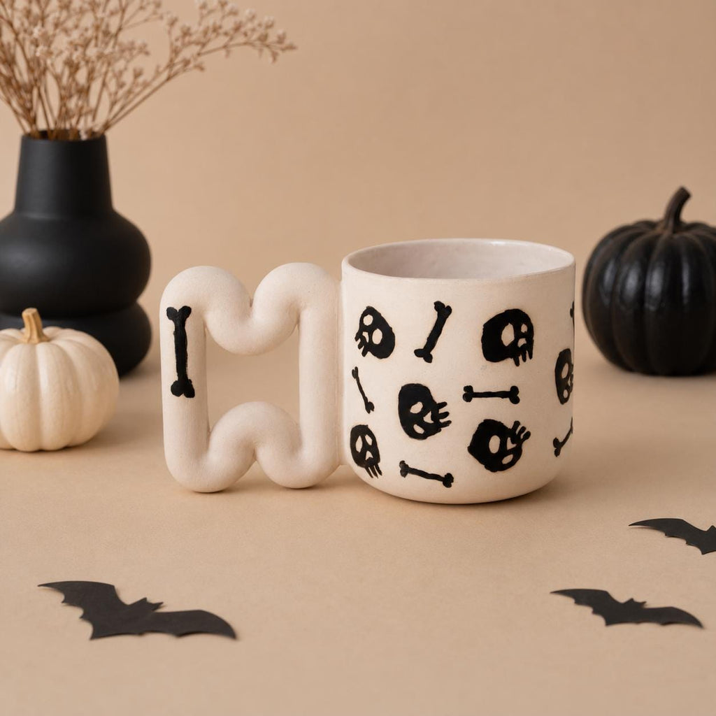 Spooky skull mug for Halloween coffee and tea