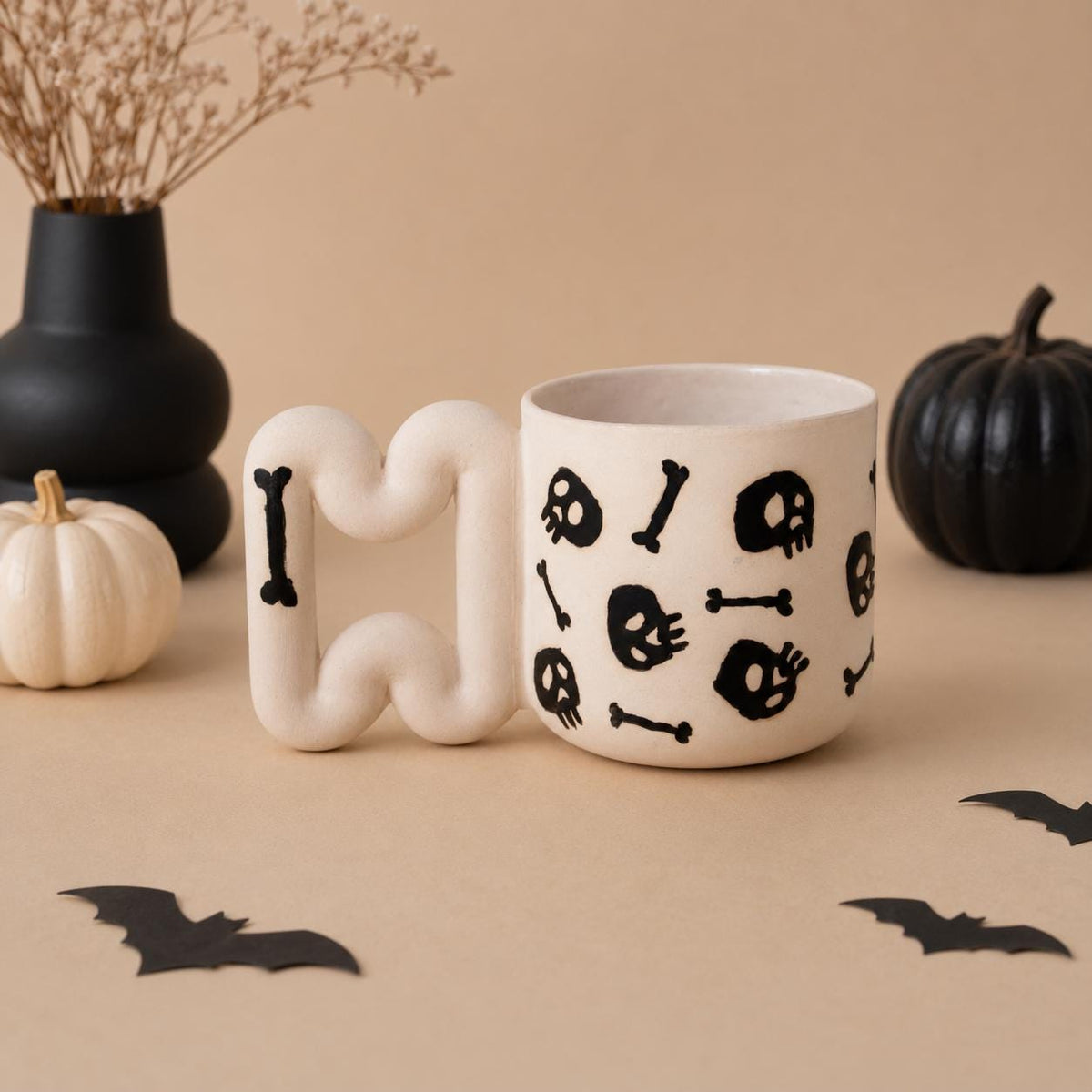 Spooky skull mug for Halloween coffee and tea