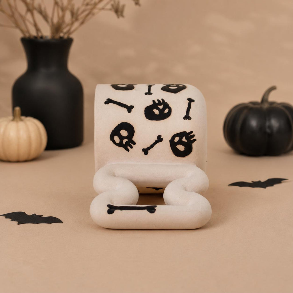 Handmade skull mug, a unique gift for gothic and horror fans