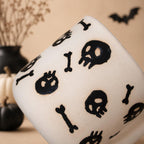 Black and white skull porcelain cup with wavy handle
