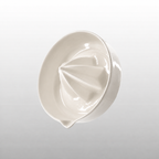 Warm white porcelain citrus juicer with pour spout by HUE Atelier