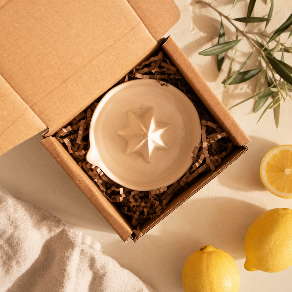 Warm White Porcelain Citrus Juicer, Handmade Lemon Reamer with Pour Spout